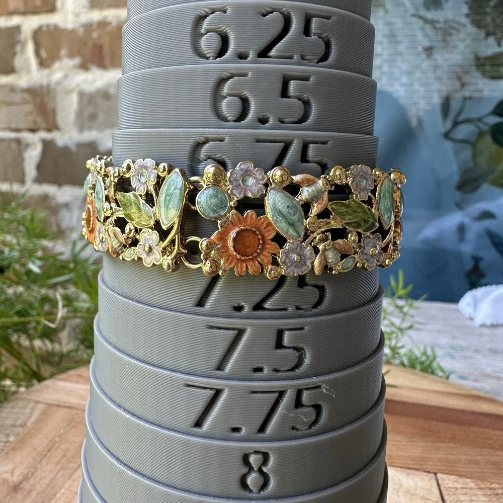 VTG Liz Claiborne Bracelet 7 Inch Jewelry Floral Bee Enamel Wide Multi Color New
